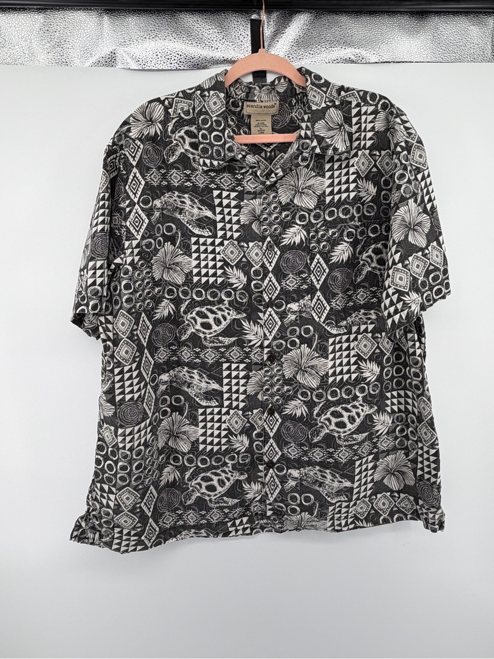 Scandia Woods Cabanacore Coastal Vacation Sea Turtle Hawaiian Camp Shirt‎ SzXL